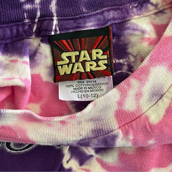 Vintage 1999 Star Wars Queen Amidala Purple Tie-Dye T-Shirt - Size Large - Picture 5 of 15